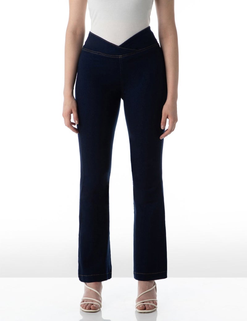 inkd جينز نسائي واسع - متوسط الارتفاع| غسل الإنزيم | حزام الخصر المائل | جينز للنساء - Image 1